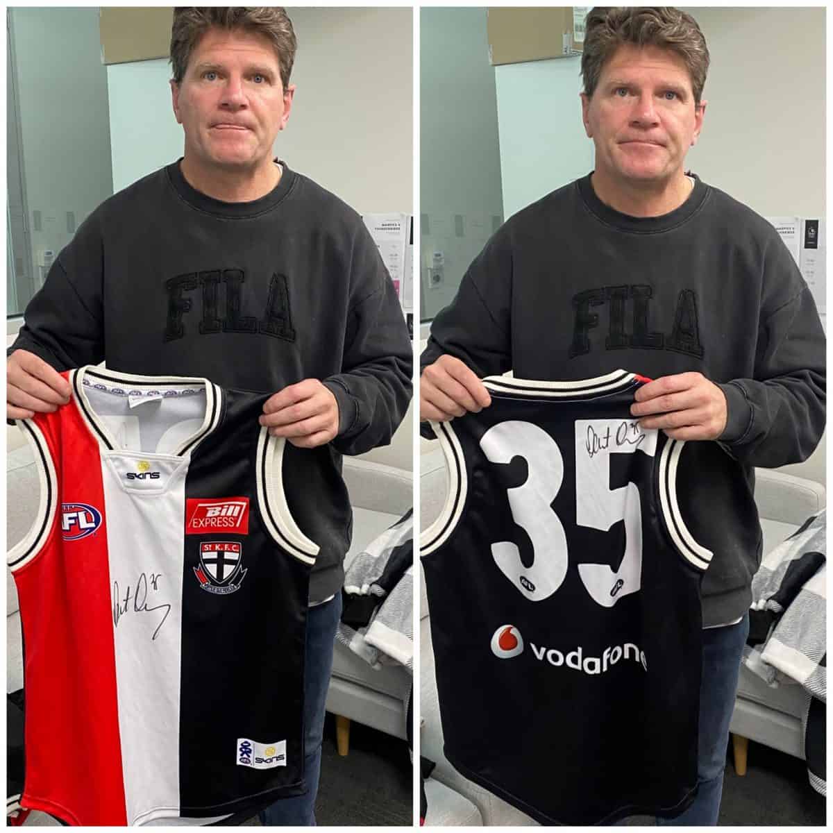 St Kilda Match Worn Jumper Signed Front Back By Legend Robert Harvey Authentic Autographs Events Australia