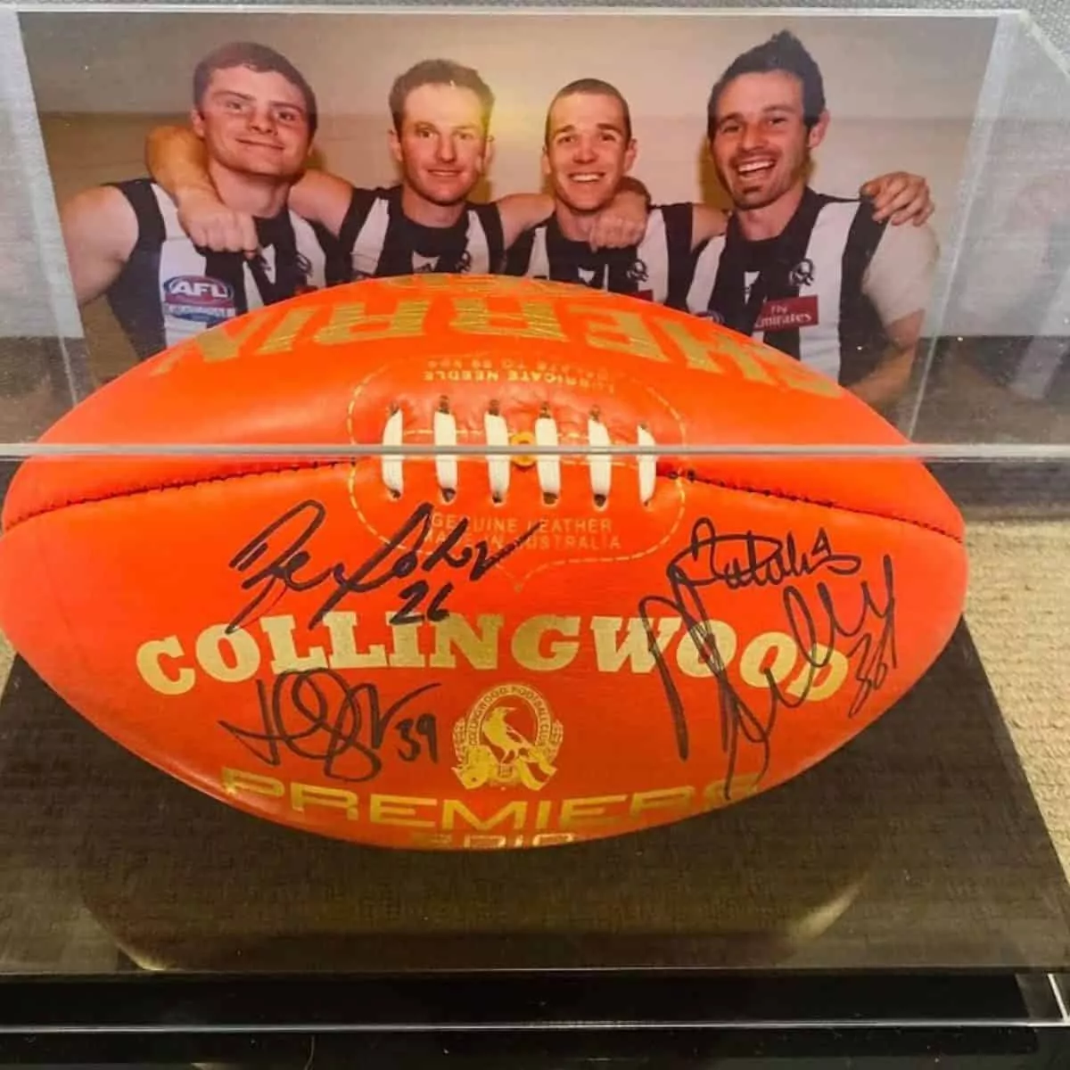 Collingwood 2010 Premiership Ball Signed By Dane Swan, Alan Didak, Ben Johnson & Heath Shaw