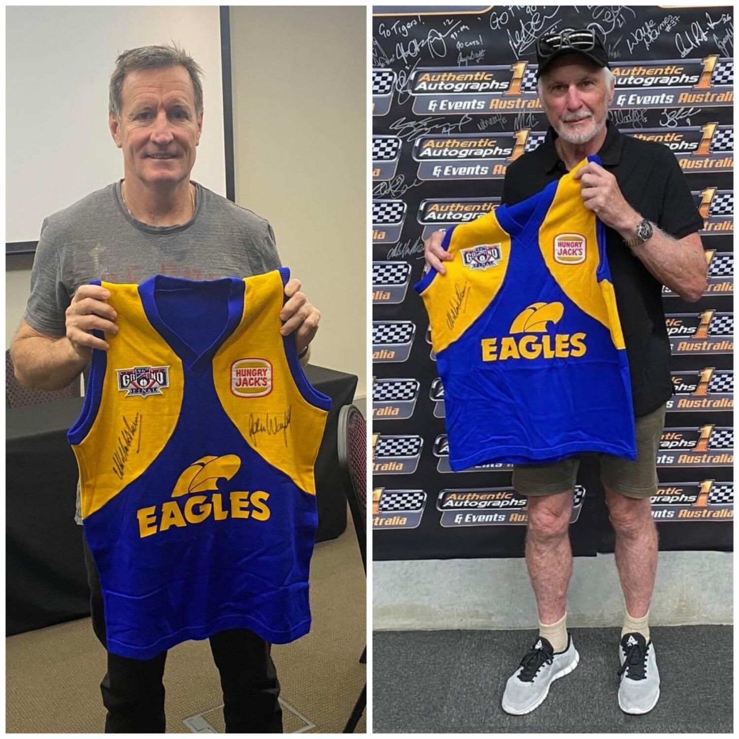 Unframed JOHN WORSFOLD & MICK MALTHOUSE Signed “West Coast Eagles 20 Y –  Superstars & Legends