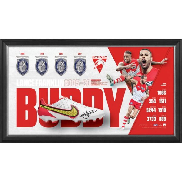 Sydney Lance Buddy Franklin Signed Boot Display