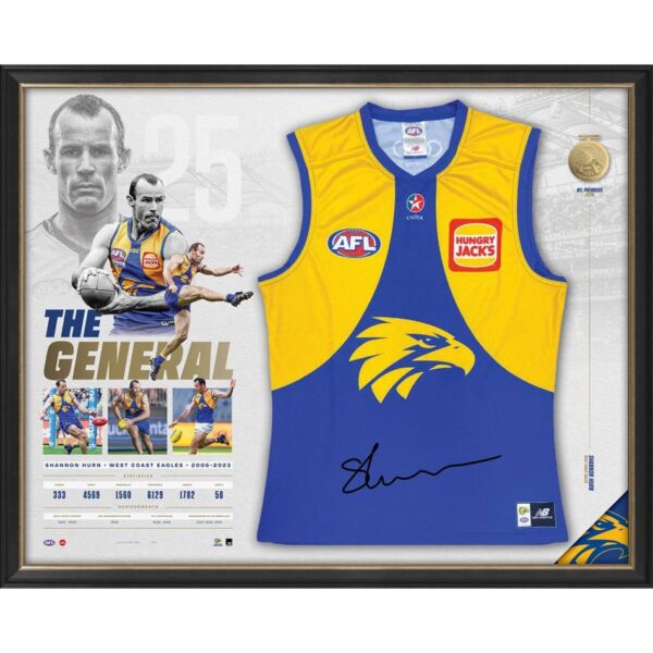 West Coast Eagles Shannon Hurn Signed Guernsey Display