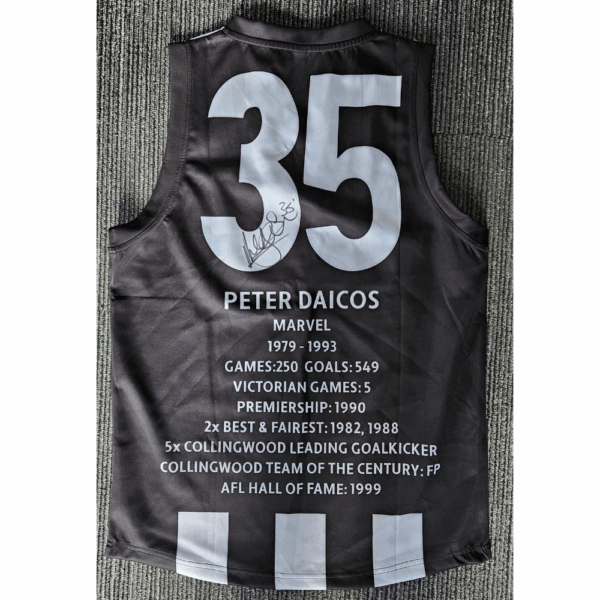 Collingwood Peter Daicos Signed Career Stats Jumper