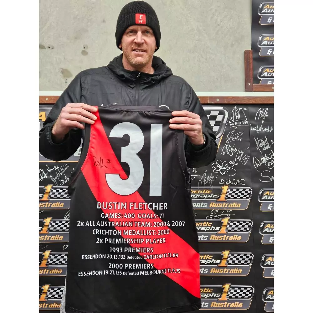 Essendon Dustin Fletcher Signed Career Jumper