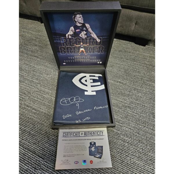 Patrick Cripps 2024 Boxed Brownlow Medal Signed Guernsey