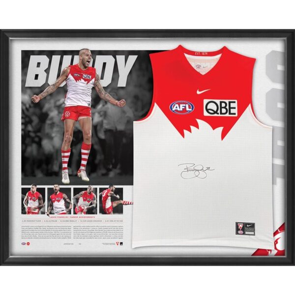 Sydney Lance Buddy Franklin Signed 1000 Goals Jumper Display