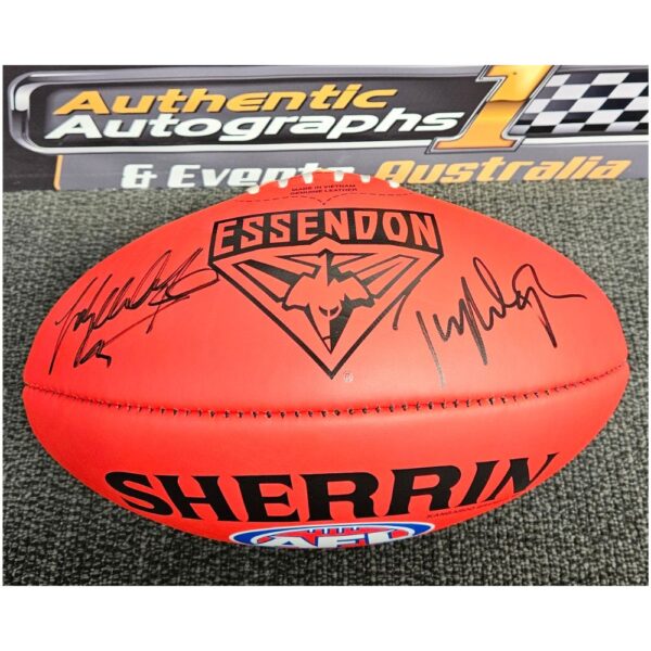 Essendon Tim & Jobe Watson Signed Sherrin Football