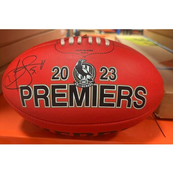 Collingwood Jamie Elliott Signed 2023 Premiers Sherrin Footy