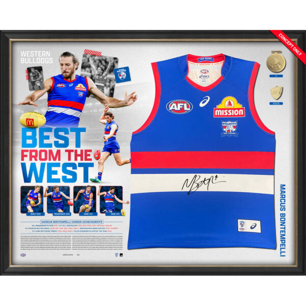 Western Bulldogs Marcus Bontempelli Signed Guernsey Display