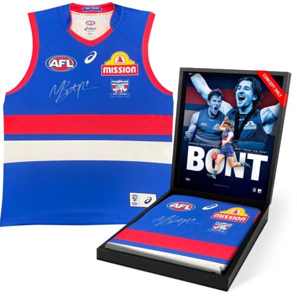 Western Bulldogs Marcus Bontempelli Signed Boxed Guernsey