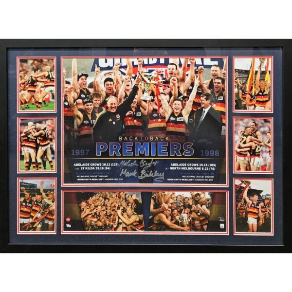 Adelaide Signed Malcolm Blight & Mark Bickley 97,98 Premiers Frame