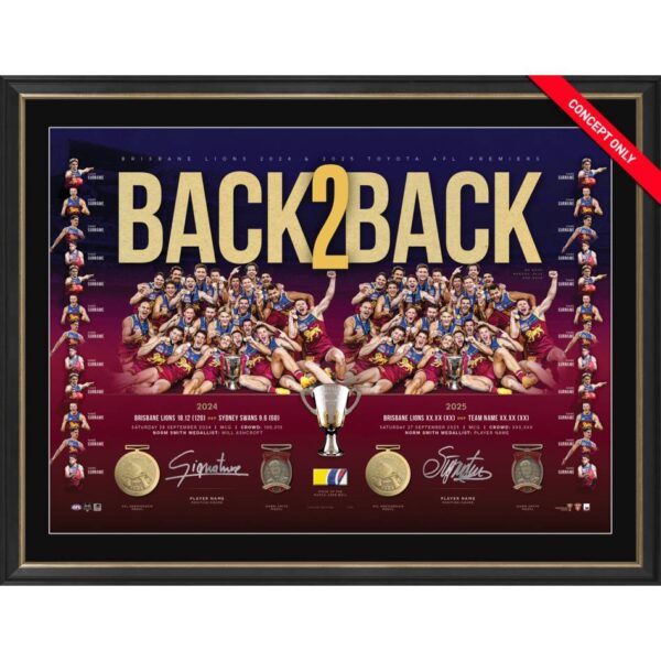 Brisbane Will Ashcroft and Harris Andrews 2025 Premiers Dual Signed Lithograph