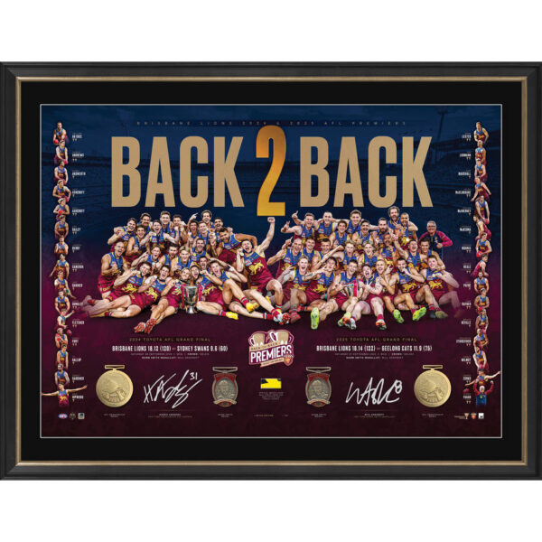 Brisbane Will Ashcroft and Harris Andrews 2025 Premiers Dual Signed Lithograph
