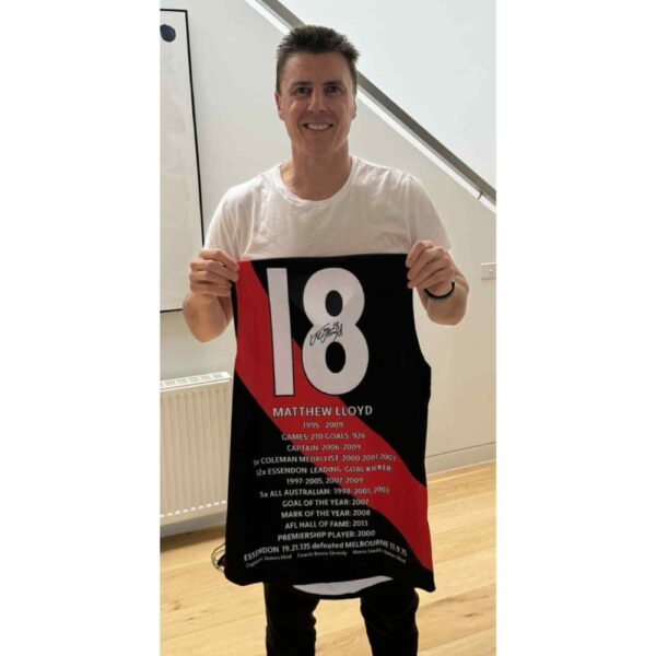 Essendon Matthew Lloyd Signed Career Stats Jumper