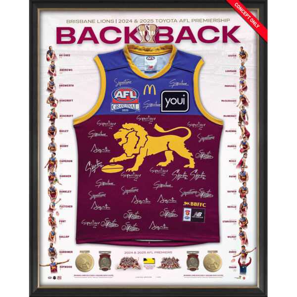 Brisbane Lions Back to Back 2024 & 2025 Team Signed Guernsey