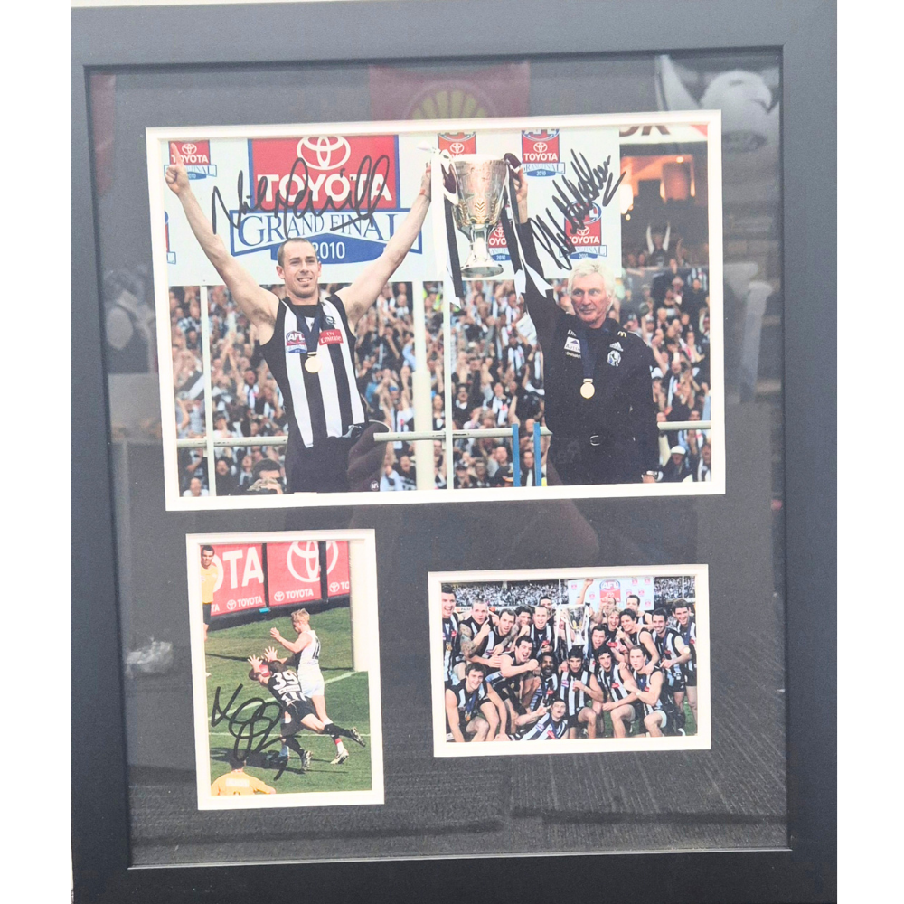 Collingwood Nick Maxwell, Michael Malthouse & Heath Shaw Signed 2010 Premiers Collage